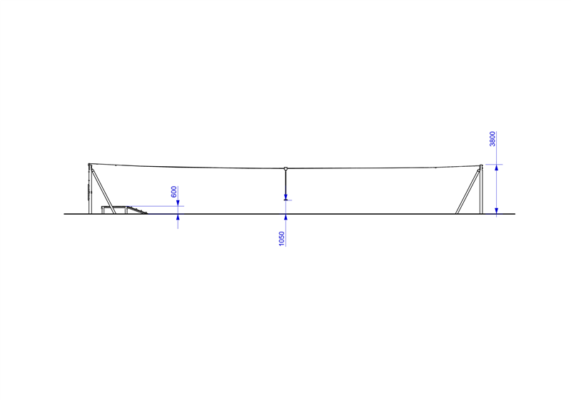 Technical render of a Zip Wire 1-Way (30M)